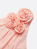 Pink 3D Floral Lace Classic One Shoulder Sleeveless Mermaid Gown Dress