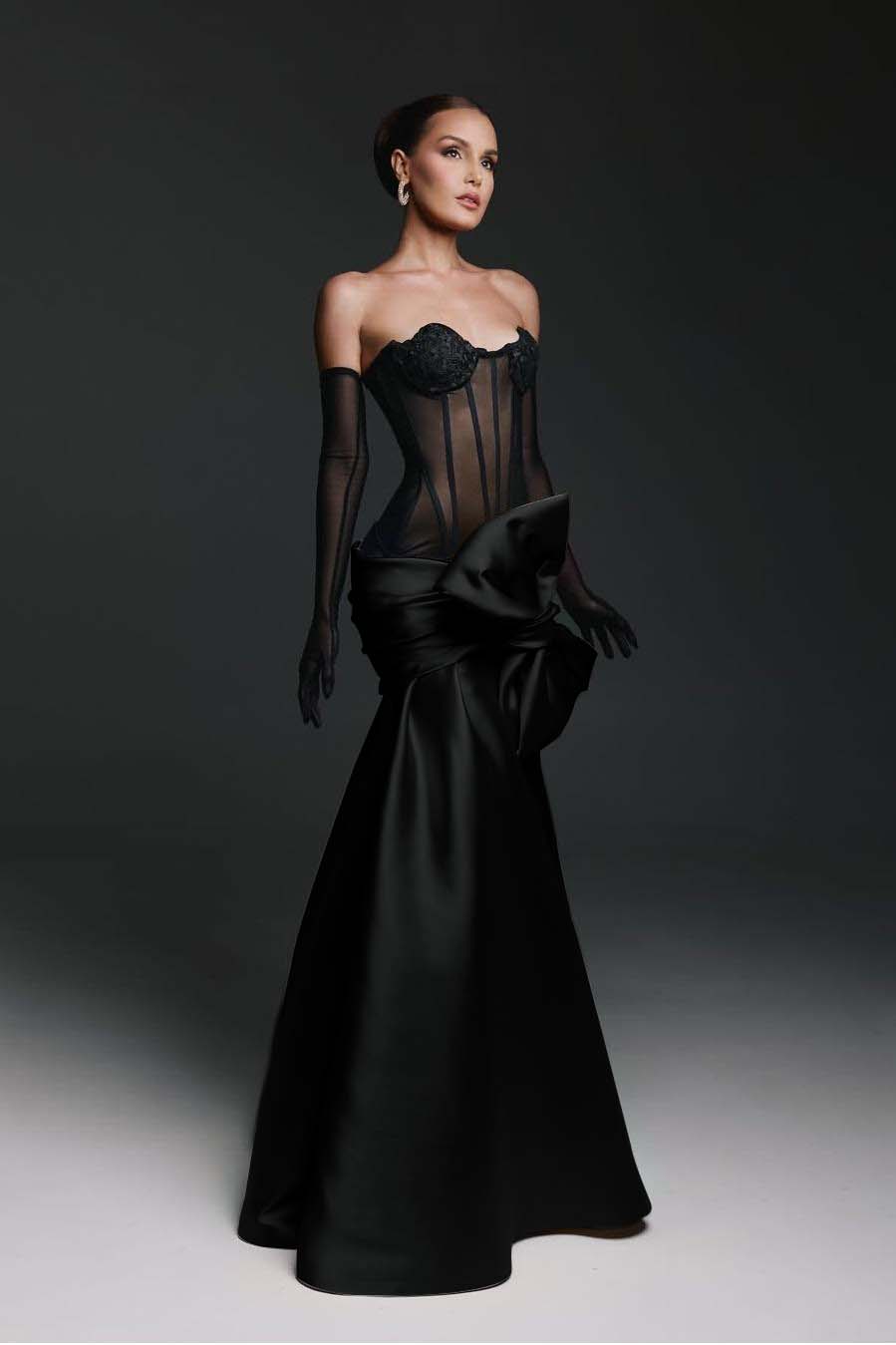 Strapless Sweetheart Sleeveless Long Mermaid Prom Dress With Gloves WQ0174