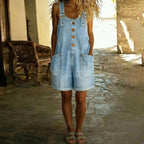 Women's Vintage Distressed Washed Shorts Jumpsuit