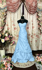 Cocoslly Strapless Sweetheart Sleeveless High Waist Long A Line Prom Dress With Ruffles | Black Red Satin PRD0034